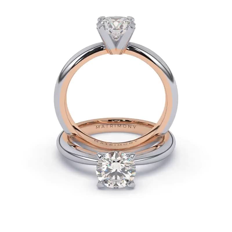 Hermoso anillo de compromiso solitario con diamante redondo. Este modelo se encuentra disponible con piedras de zirconia o diamante, además de poderse crear con oro de 9k, 14k, 18k y platino.